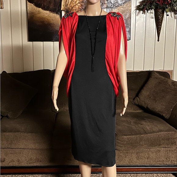 New Leaf California By Samir • Vtg • Large • Black/Red • Elegant • Beaded •Dress - Picture 6 of 14
